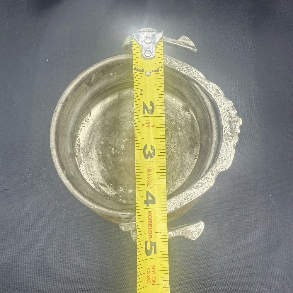 Antique Turkish Etched Copper Cauldron‎ Bakrac Yogurt Pot, Hand Hammered